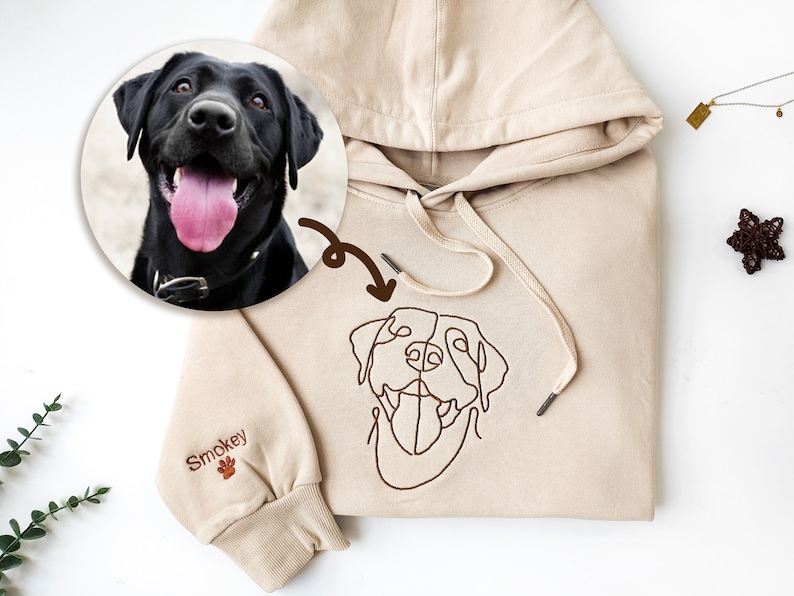 Custom One line Dog Mpm Embroidered Hoodie